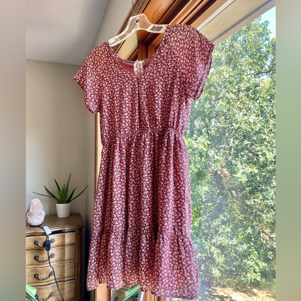 Burgundy floral dress